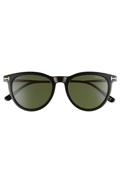 Shop Tom Ford 51mm Cat Eye Sunglasses - Shiny Black/ Green