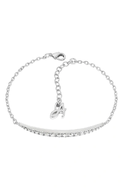Shop Adore Curved Crystal Bar Bracelet In Silver