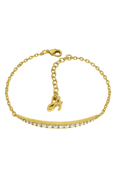 Shop Adore Curved Crystal Bar Bracelet In Gold