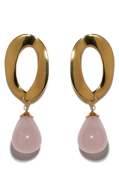 Shop Lizzie Fortunato Pelican Drop Earrings In Gold / Pink