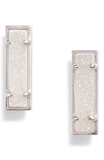 Shop Kendra Scott Lady Stud Earrings In Iridescent Drusy/ Silver