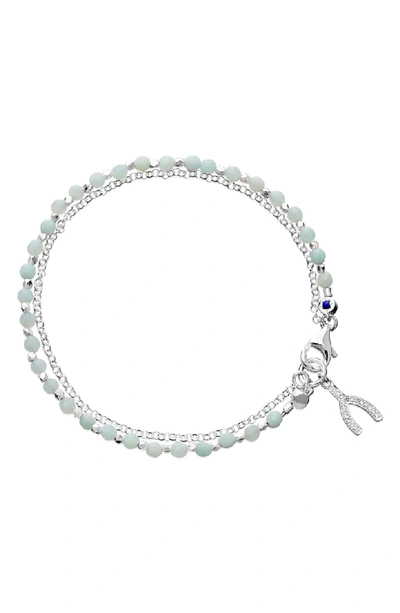 Shop Astley Clarke Amazonite Wishbone Biography Bracelet In Silver
