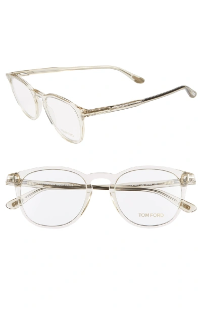 Shop Tom Ford 51mm Round Optical Glasses - Shiny Transparent Grey