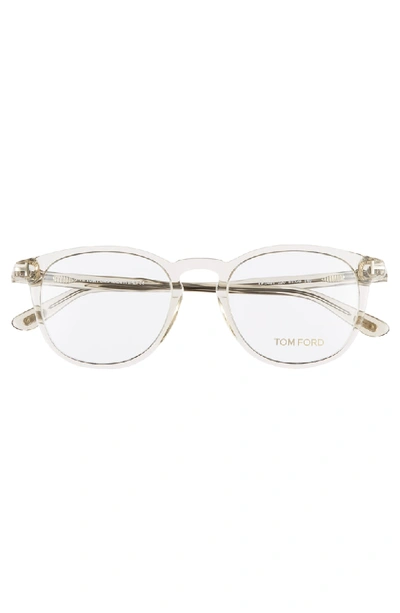 Shop Tom Ford 51mm Round Optical Glasses - Shiny Transparent Grey