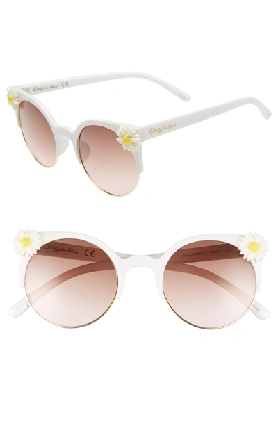 Shop Circus By Sam Edelman 50mm Daisy Accent Round Sunglasses - White/ Pink Lens