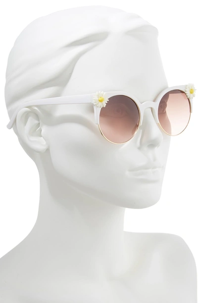 Shop Circus By Sam Edelman 50mm Daisy Accent Round Sunglasses - White/ Pink Lens
