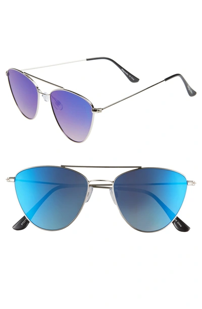 Shop Circus By Sam Edelman 57mm Mirrored Cat Eye Sunglasses - Silver/ Blue Mirror