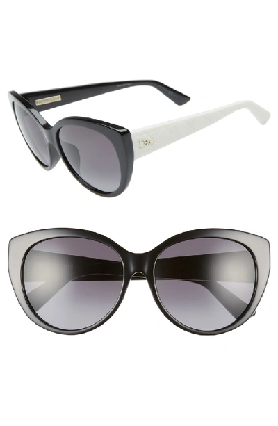 Shop Dior Lady 58mm Cat Eye Sunglasses - Black/ Ivory