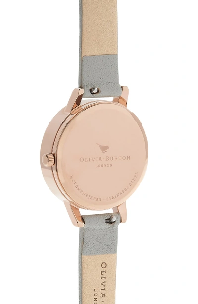 Shop Olivia Burton Watercolour Leather Strap Watch, 30mm In Grey/ Bee/ Rose Gold