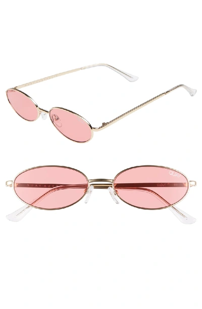 Shop Quay Clout 54mm Round Sunglasses In Gold/ Red