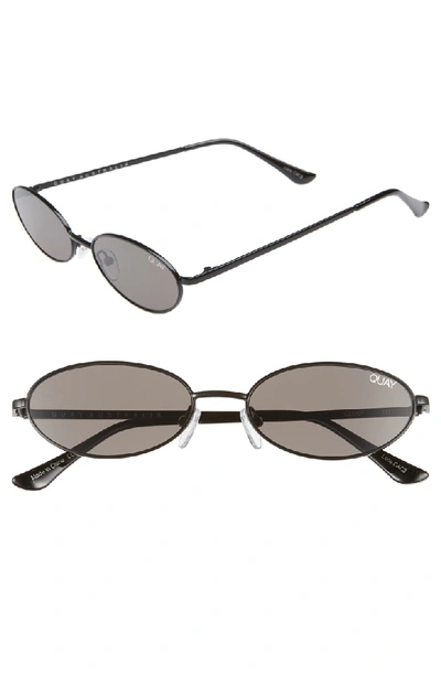 Shop Quay Clout 54mm Round Sunglasses In Black/ Smoke