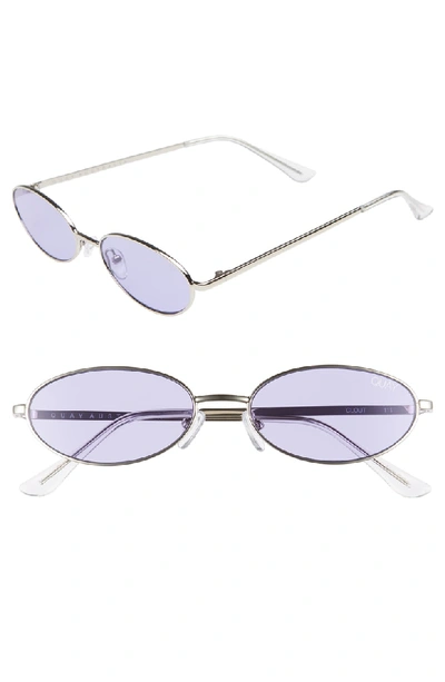 Shop Quay Clout 54mm Round Sunglasses - Silver/ Violet