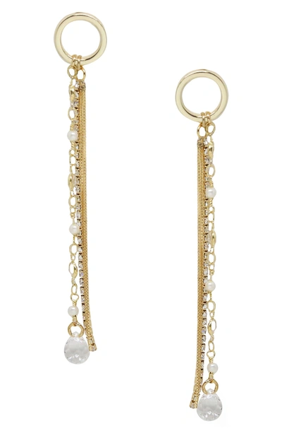 Shop Ettika Imitation Pearl Drop Earrings In Gold