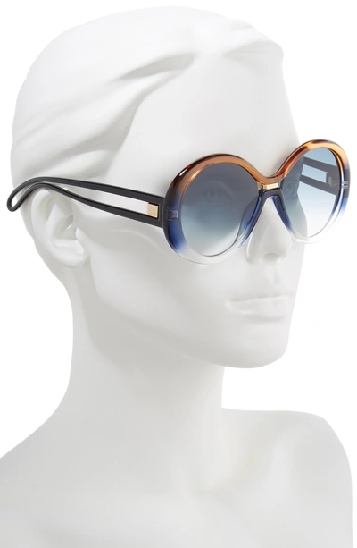 Shop Givenchy 56mm Round Sunglasses In Brown Blue