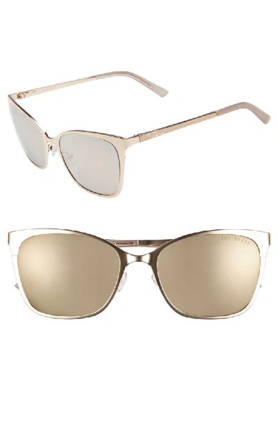 Ted Baker 53mm Rectangle Cat Eye Sunglasses - Gold | ModeSens