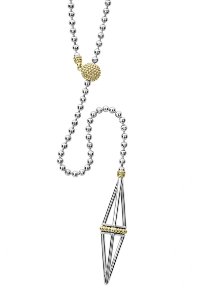 Shop Lagos Ksl Pyramid Lariat Necklace In Silver