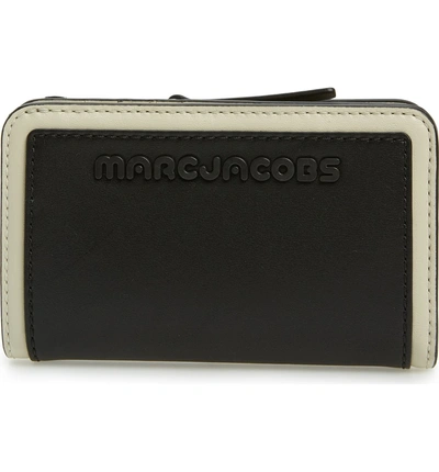 Shop Marc Jacobs Sport Compact Leather Wallet - Black In Black/ White