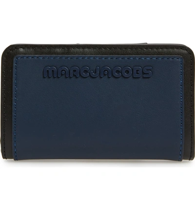 Shop Marc Jacobs Sport Compact Leather Wallet - Blue In Blue Sea