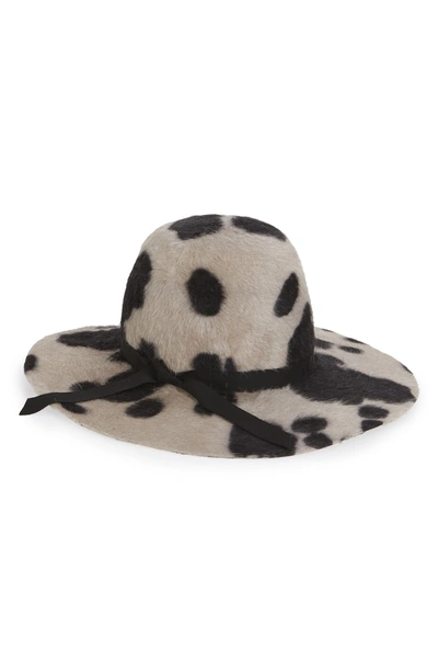 Shop Gigi Burris Millinery Aliyah Cow Print Rabbit Fur Felt Hat - White In Alabaster/ Black