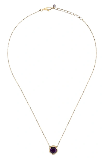 Shop Gucci Le Marche Des Merveilles Feline Head Reversible Pendant Necklace In Yellow Gold/ Purple