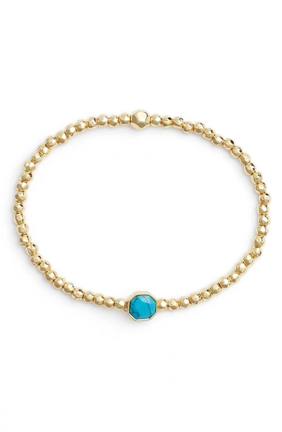 Shop Gorjana Power Gemstone Beaded Bracelet In Turquoise/ Gold