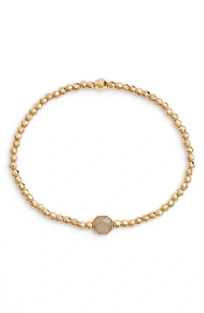 Shop Gorjana Power Gemstone Beaded Bracelet In Labradorite/ Gold