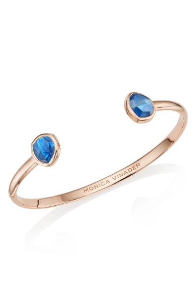 Shop Monica Vinader Siren Thin Cuff In Rose Gold/ Kyanite