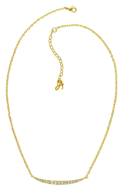 Shop Adore Curved Crystal Bar Necklace In Gold