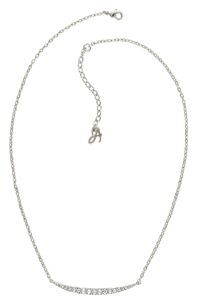 Shop Adore Curved Crystal Bar Necklace In Silver