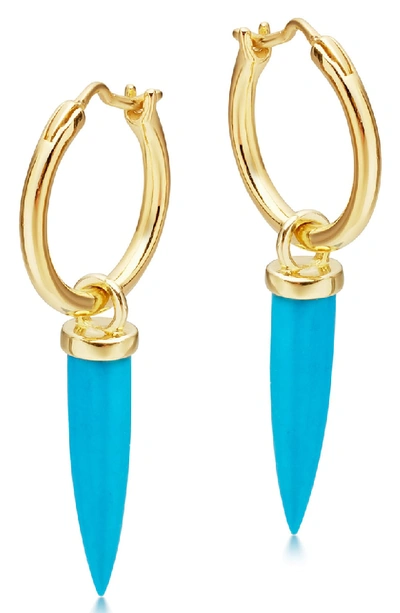 Shop Missoma Mini Dagger Hoop Earrings In Turquoise/ Gold