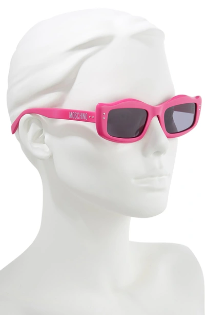 Shop Moschino 51mm Rectangle Sunglasses In Fuchsia