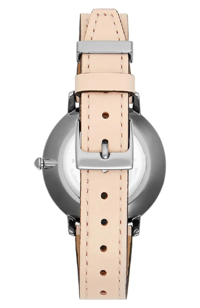 Shop Rebecca Minkoff Major Leather Strap Watch, 35mm In Blush/ Grey