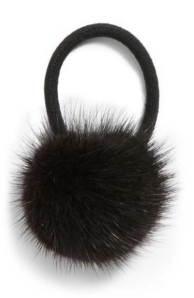 Shop Jocelyn Genuine Mink Pom Ponytail Holder In Black