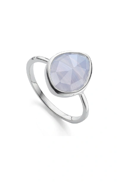 Shop Monica Vinader Siren Semiprecious Stone Stacking Ring (online Trunk Show) In Silver/ Blue Lace Agate