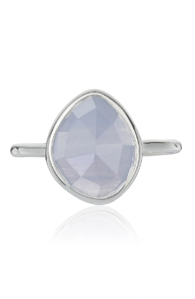 Shop Monica Vinader Siren Semiprecious Stone Stacking Ring (online Trunk Show) In Silver/ Blue Lace Agate