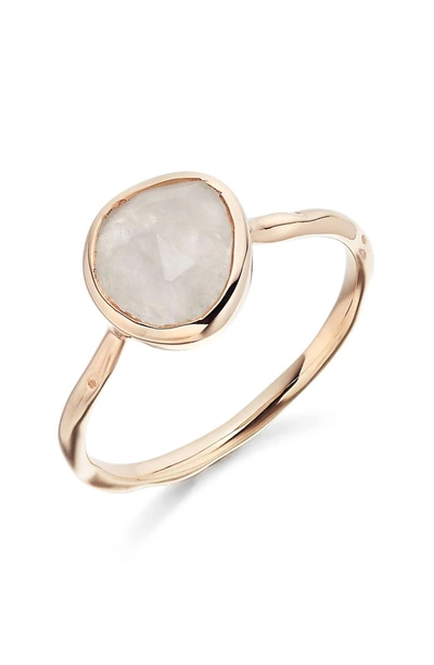 Shop Monica Vinader Siren Semiprecious Stone Stacking Ring In Moonstone/ Rose Gold
