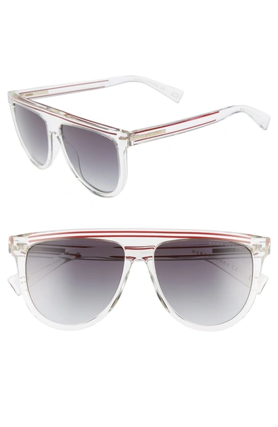 Shop Marc Jacobs 57mm Gradient Flat Top Sunglasses In Crystal