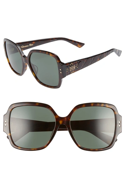 Shop Dior Stud 57mm Special Fit Square Sunglasses - Dark Havana