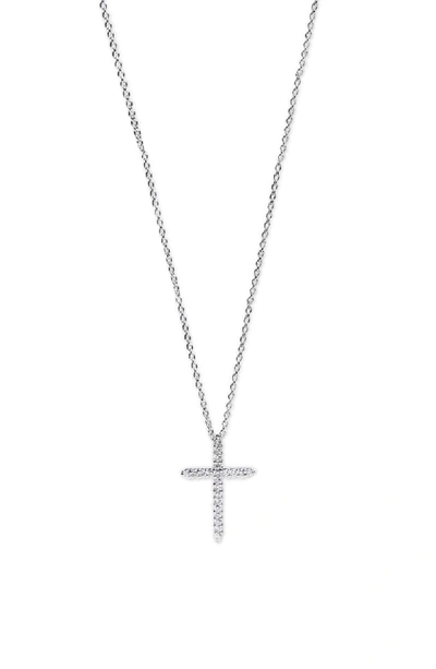 Shop Roberto Coin Diamond Cross Pendant Necklace In White Gold