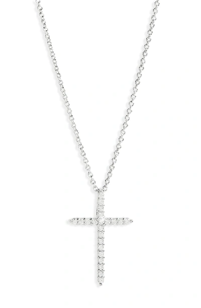 Shop Roberto Coin Diamond Cross Pendant Necklace In White Gold