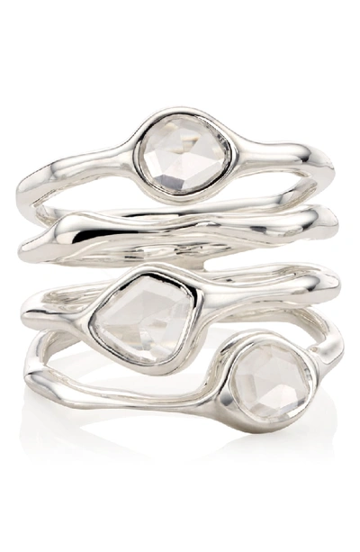 Shop Monica Vinader Siren Cluster Cocktail Ring In Silver/ Rock Crystal