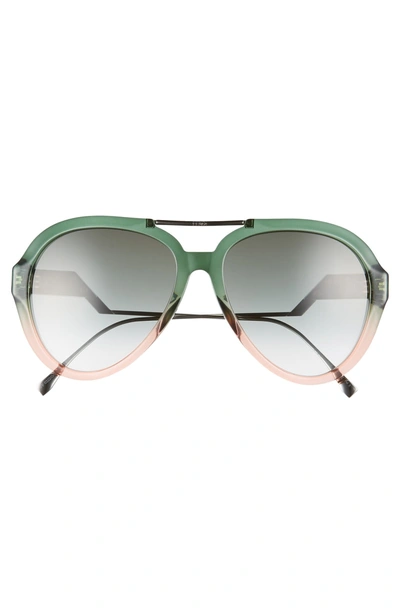 Shop Fendi 58mm Aviator Sunglasses - Green Pea/ Pink