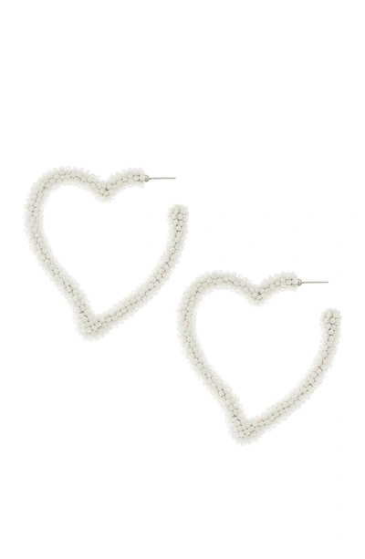 Shop Sachin & Babi Noir Beaded Heart Hoop Earrings. In White
