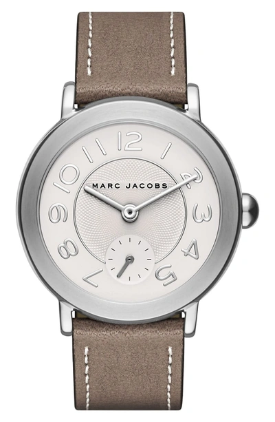 Shop Marc Jacobs 'riley' Leather Strap Watch, 36mm In Tan/ Silver
