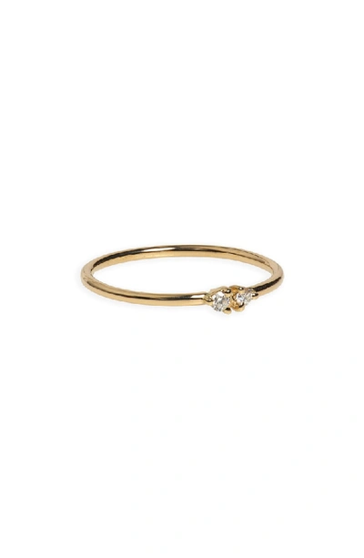 Shop Wwake Double Stone Ring In Gold