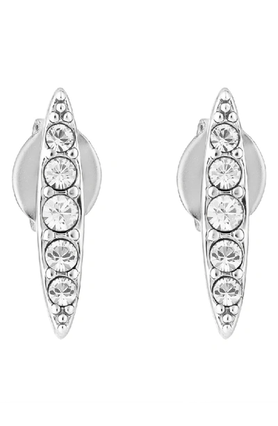 Shop Adore Pave Crystal Navette Stud Earrings In Silver
