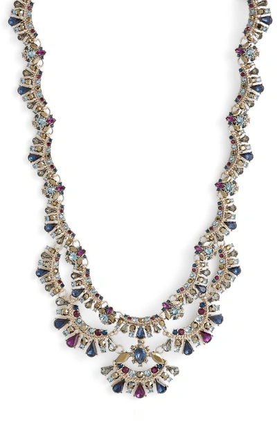 Shop Marchesa Crystal Collar Necklace In Blue Multi/ Gold