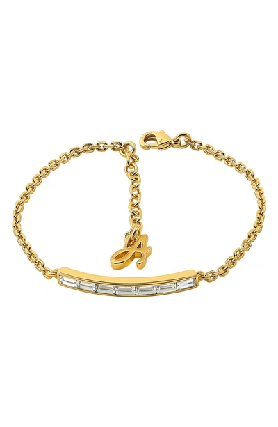 Shop Adore Baguette Crystal Bar Necklace In Gold Multi