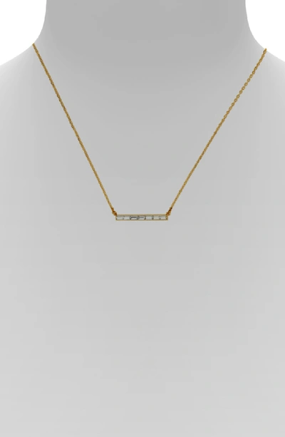 Shop Adore Baguette Crystal Bar Necklace In Gold