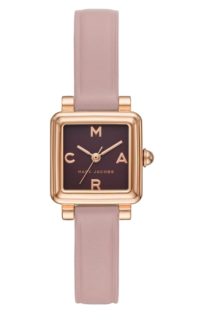 Shop Marc Jacobs Vic Leather Strap Watch, 20mm In Pink/ Burgundy/ Rose Gold
